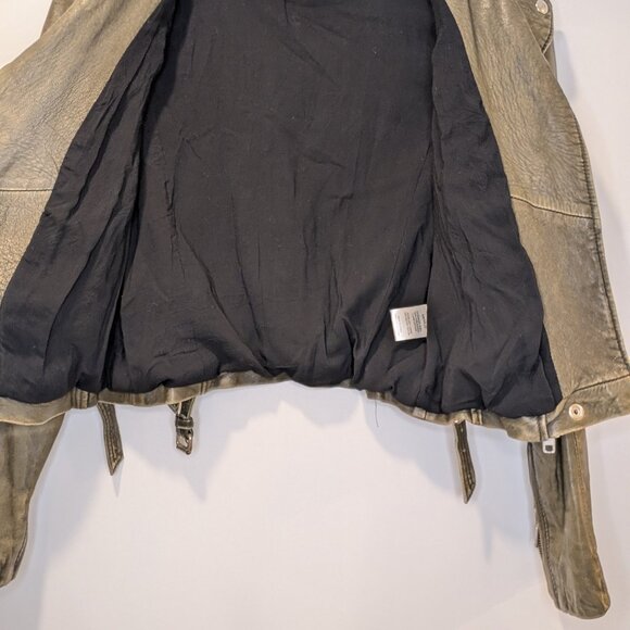 IRO Olive Green Lamb Leather Biker Moto Jacket - size Small - Picture 7 of 7